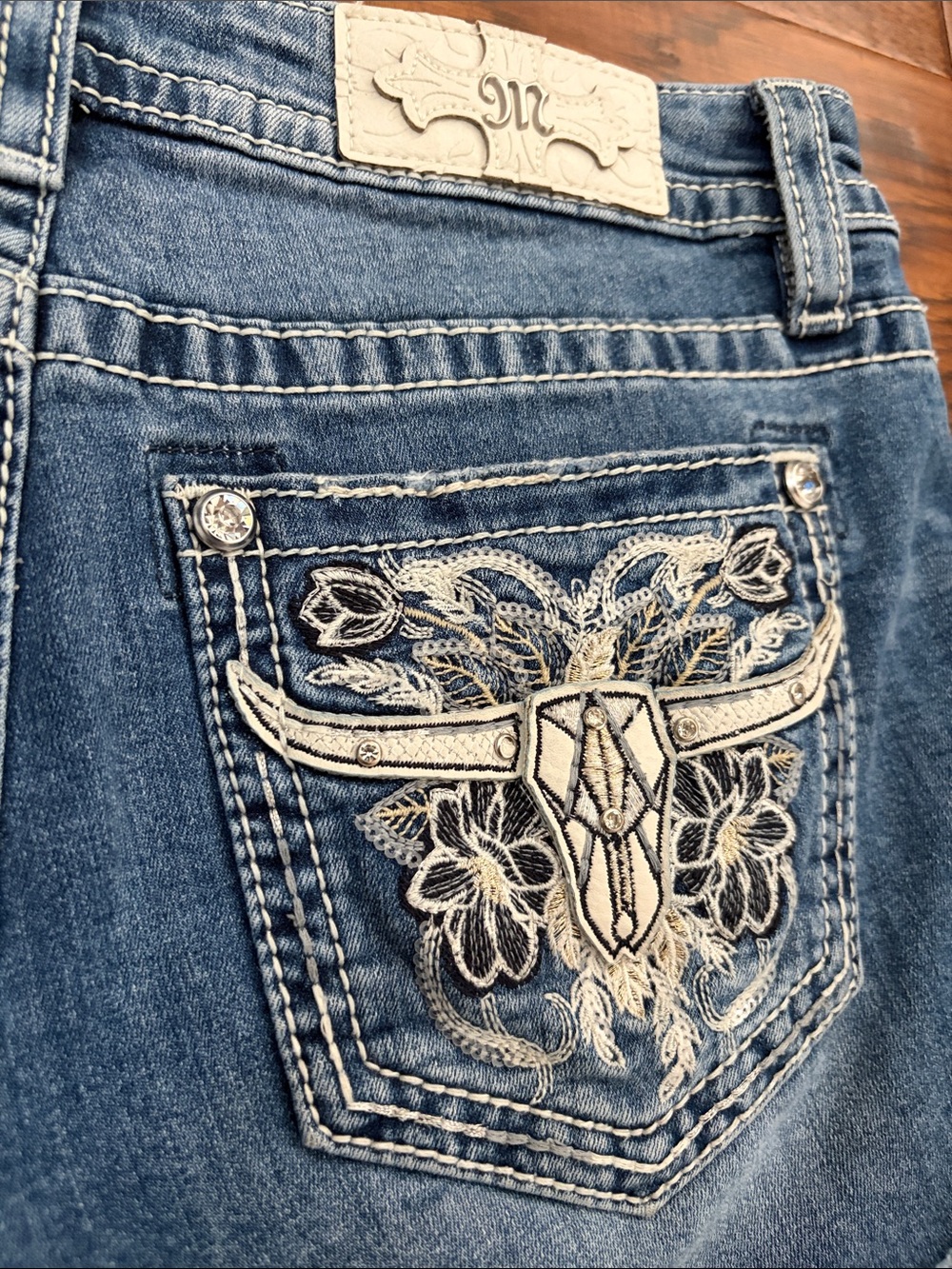 Miss Me Blue Denim Rolled Cuff Jean Shorts